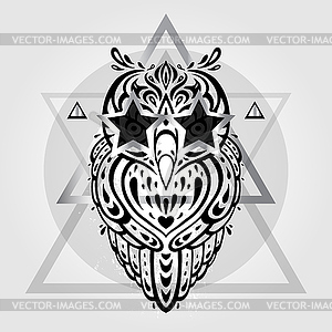 Owl. Tribal pattern - vector image