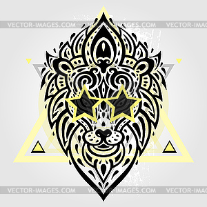 Lions head. Tribal pattern - vector clipart / vector image