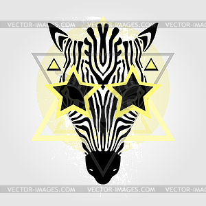 Zebra head. Tribal pattern - vector image