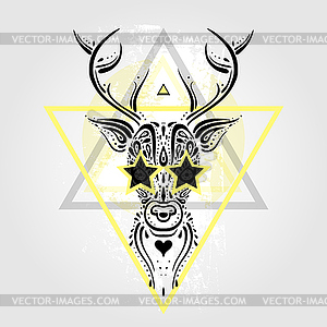 Deer head. Tribal pattern - vector image