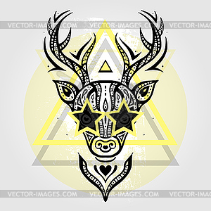 Deer head. Tribal pattern - vector clipart