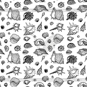 Seamless pattern of Sea shells - vector clipart