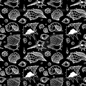 Seamless pattern of Sea shells - vector clip art
