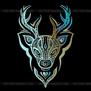 Deer head. Polynesian tattoo style - vector image