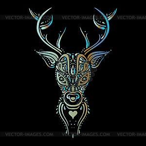 Deer head. Polynesian tattoo style - vector image