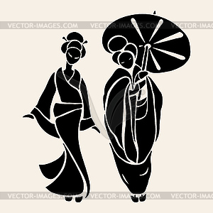Beautiful Chinese Women - vector clipart