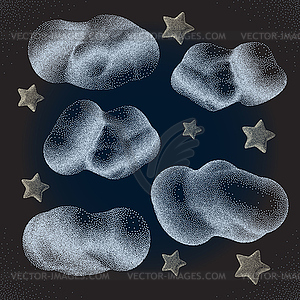 Stars with Clouds. Night Sky - vector image