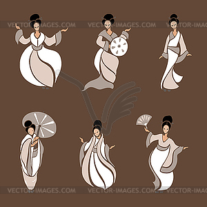 Beautiful Chinese Women - vector image