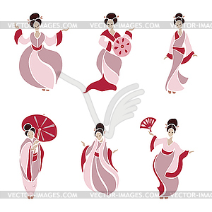 Beautiful Chinese Women - royalty-free vector clipart