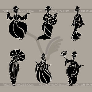 Beautiful Chinese Women - vector clipart