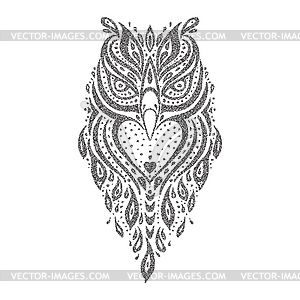 Owl. Tribal pattern - vector clip art