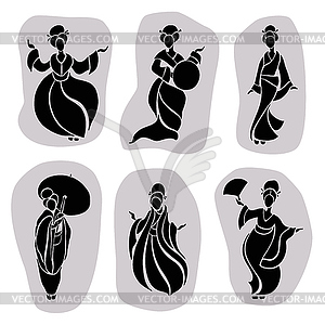 Beautiful Chinese Women - vector clipart