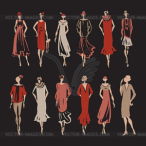 Beautiful Woman silhouette - color vector clipart