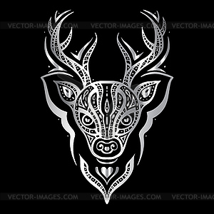 Deer head. Polynesian tattoo style - vector image