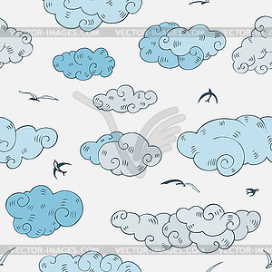 Blue Clouds, seamless pattern - vector image