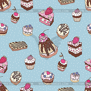 Seamless cupcake pattern - vector image