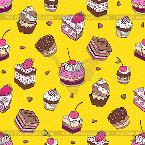 Seamless cupcake pattern - vector clip art