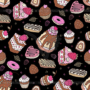 Seamless cupcake pattern - vector clipart