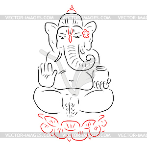 Golden Ganapati Meditation in lotus pose - vector clipart / vector image