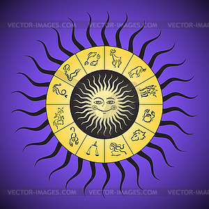 Zodiac circle with horoscope signs - royalty-free vector image