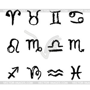 Zodiac sign silhouettes, set of horoscope symbols - vector clip art