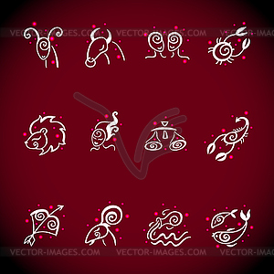 Horoscope Zodiac Star signs, set - vector clipart