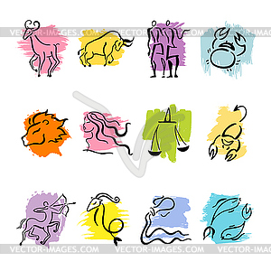 Horoscope Zodiac Star signs, set - vector clip art