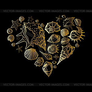 Heart of Seashells - vector image