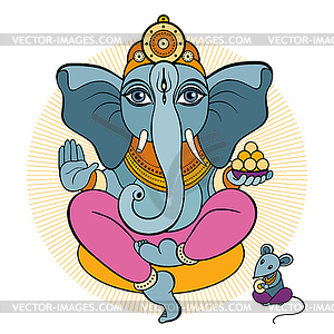 Ganesha and mouse - vector image