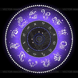 Zodiac circle with horoscope signs - vector clip art