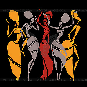 African dancers silhouette set - vector image