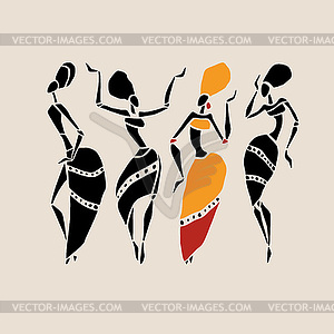 African dancers silhouette set - vector image