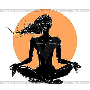 Beautiful girl in yoga pose - vector clip art