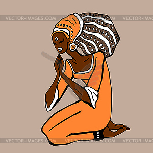 African woman in ethnic style - vector clipart