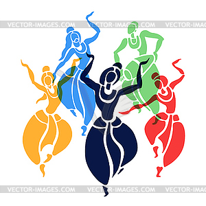 Indian dancers.  - vector image