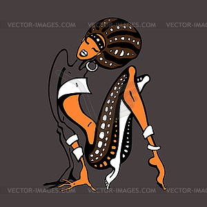 African woman in ethnic style - vector clip art