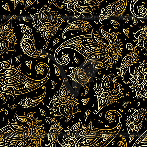 Paisley Beautiful golden seamless background - vector clipart