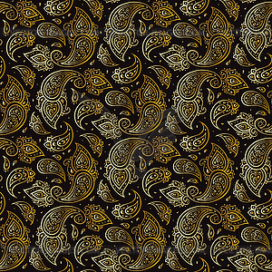 Paisley Beautiful golden seamless background - vector clipart