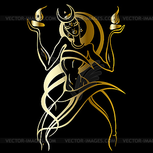 Woman dancing with fire - vector image