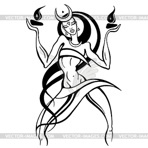 Woman dancing with fire - vector EPS clipart