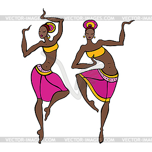 Dancing woman in ethnic style - vector clip art