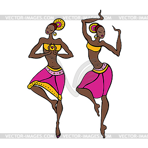 Dancing woman in ethnic style - vector image