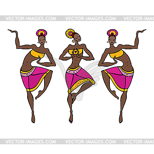 Dancing woman in ethnic style - vector image