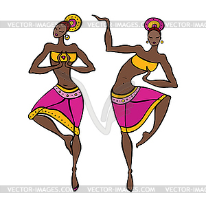 Dancing woman in ethnic style - vector image