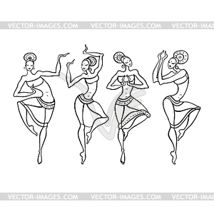 Dancing woman in ethnic style - vector EPS clipart