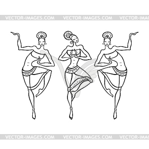 Dancing woman in ethnic style - vector clipart