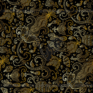 Paisley Beautiful golden seamless background - vector image