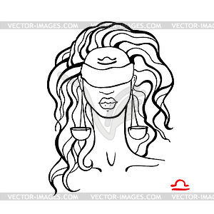 Libra. Zodiac Beautiful fashion girl - vector clipart