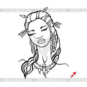 Sagittarius. Zodiac Beautiful fashion girl - vector clip art