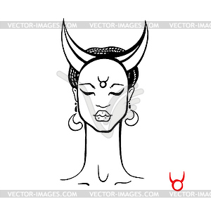 Taurus. Zodiac Beautiful fashion girl - vector clipart